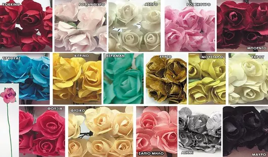 Διακοσμητικά Χάρτινα Λουλούδια για DIY Κατασκευές Ασημί 12τμχ