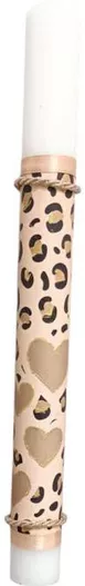 Πασχαλινή Λαμπάδα Animal Print Καρδιες Στρογγυλο Κερι 26cm