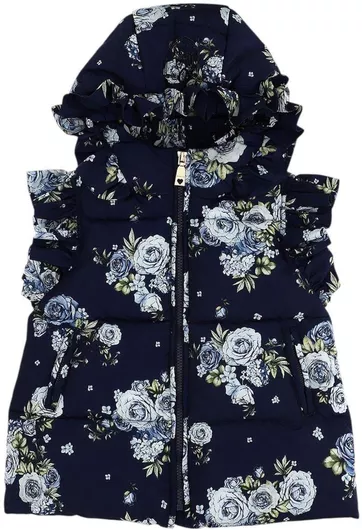 Monnalisa Παιδικό Casual Μπουφάν Αμάνικο με Κουκούλα Navy Μπλε