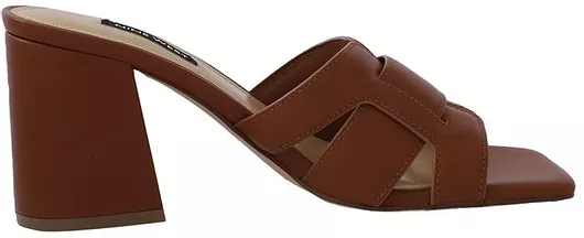 Nine West Kaelyn3 Mules με Χοντρό Χαμηλό Τακούνι Καφέ