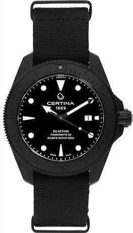 Γυναικείο Ρολόι Certina Ds Action Αυτόματο με Μαύρο Υφασμάτινο Λουράκι