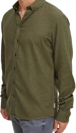 Blend Μακρυμάνικo Φανελένιο Πουκάμισο σε Κανονική Γραμμή Καρό Πράσινο