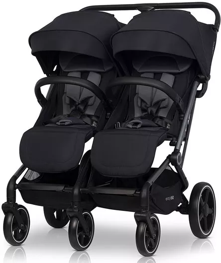 Καρότσι Μωρού Easy Go Eurocart Ρυθμιζόμενο για Δίδυμα Kατάλληλο για Nεογέννητο Ebony Black
