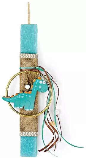 Πασχαλινή Λαμπάδα Στρογγυλή Χειροποίητη Γαλάζια