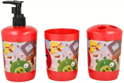 Αξεσουάρ Μπάνιου Angry Birds Σετ 3τμχ Πλαστικό Κόκκινο