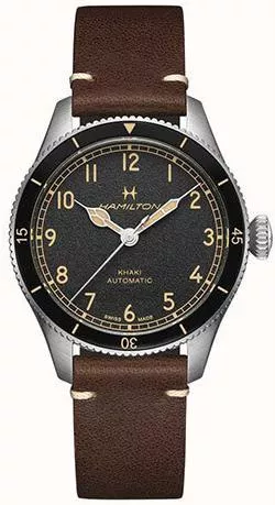 Ανδρικό Ρολόι Hamilton Khaki Aviation Pilot Αυτόματο με Δερμάτινο Λουράκι  Καφέ 