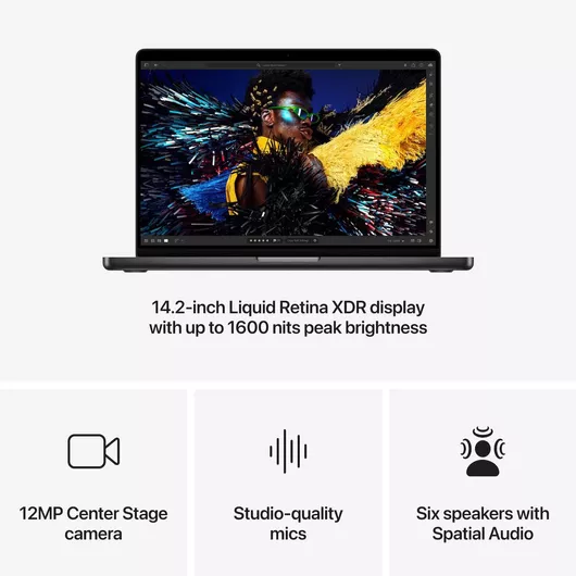 Apple MacBook Pro 14" 202414.2" Retina Display 120Hz M4-Pro 14‑core/24GB/1TB SSD/20-Core GPUSpace Black US Keyboard