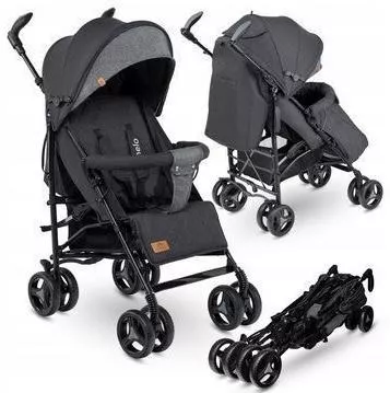 Καρότσι Μωρού Lionelo Irma Μπαστούνι Kατάλληλο για Nεογέννητο Black Dark Gray