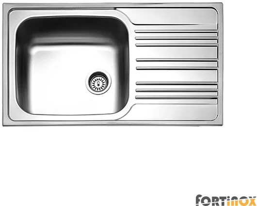Νεροχύτης Fortinox Ένθετος Inox Σατινέ Μ86xΠ50cm Ασημί