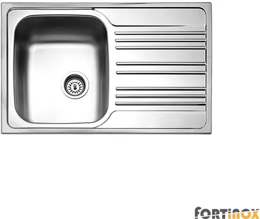 Νεροχύτης Fortinox Ένθετος Inox Σατινέ Μ78xΠ50cm Ασημί