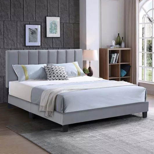 Κρεβάτι Allegro Διπλό Επενδυμένο με Ύφασμα για Στρώμα 140x190cm Γκρι