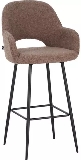 Σκαμπό Μπαρ με Πλάτη Επενδυμένο με Ύφασμα Renish Cappuccino 51x57x114cm