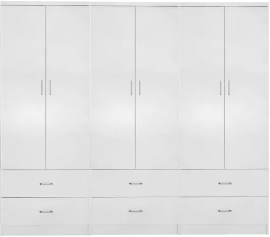 Ντουλάπα Ρούχων Εξάφυλλη 240x42x181cm Λευκό