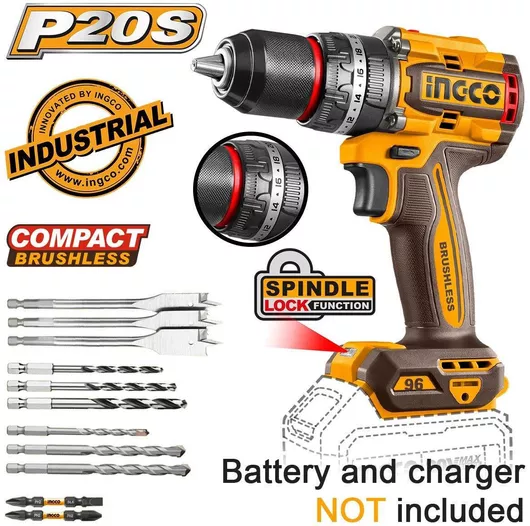 Κρουστικό Δραπανοκατσάβιδο Ingco Μπαταρίας Solo Brushless 20V