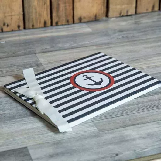 Βιβλίο Ευχών 29x24cm με Κορδέλα Άγκυρα Μπλε