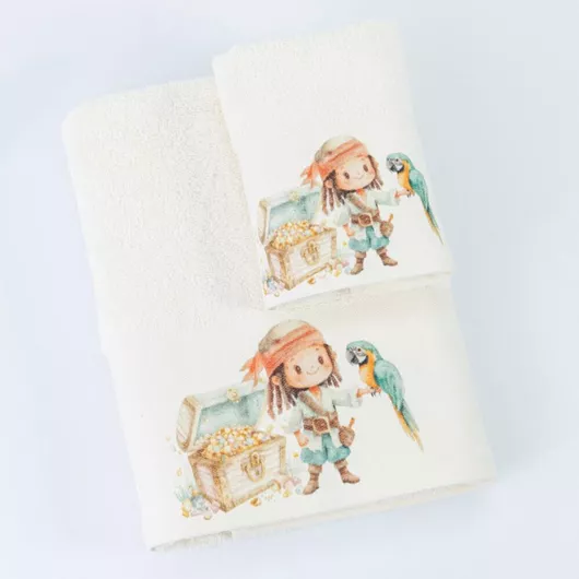 Σετ Βρεφικές Πετσέτες Borea 2τμχ Pirate Εκρού 30x50cm