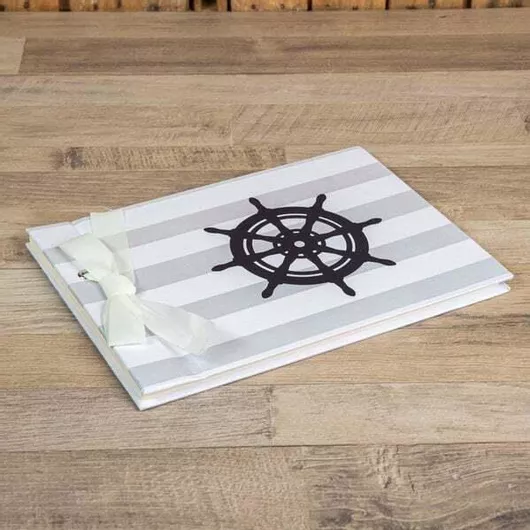 Βιβλίο Ευχών 29x24cm με Κορδέλα Τιμόνι Ναυτικό