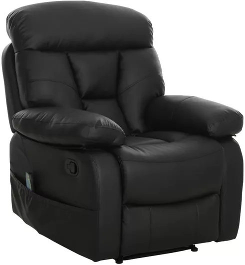 Πολυθρόνα Grate Relax Massage με Υποπόδιο από Δερματίνη Μαύρο