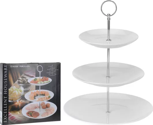 Ορντεβιέρα Excellent Houseware Τριώροφη Πορσελάνης 3 Ορόφων με Βάση από Πορσελάνη