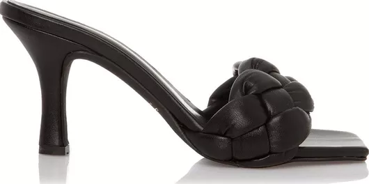 Sante Γυναικεία Πέδιλα με Λεπτό Ψηλό Τακούνι Μαύρο