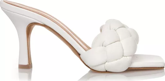 Sante Γυναικεία Πέδιλα με Λεπτό Ψηλό Τακούνι Λευκό