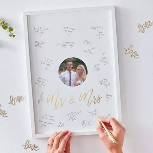 ΚΟΡΝΙΖΑ "ΕΥΧΩΝ" 32Χ44CM MR & MRS WEDDING ΧΡΥΣΟ GOLD