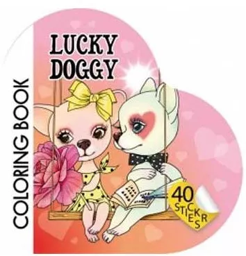 Coloring Book 40 Αυτοκόλλητα Lucky Doggy Ροζ