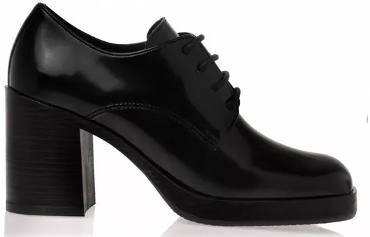 Sante Day2day Δερμάτινα Γυναικεία Μποτάκια Oxfords με Ψηλό Τακούνι Μαύρο