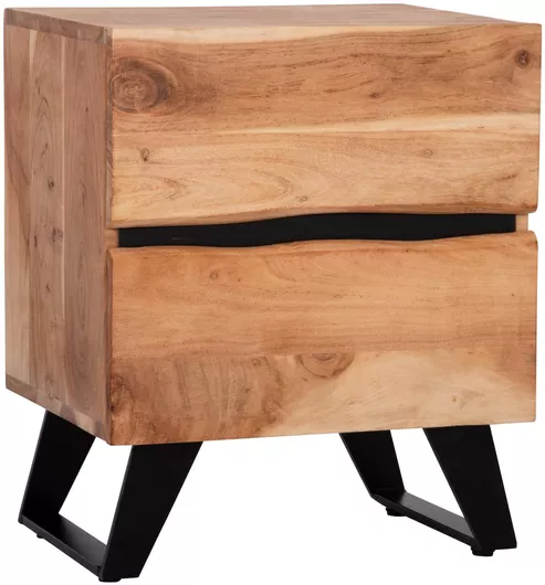 Κομοδίνο Alicia Ξύλινο με Μεταλλικά Πόδια 45x35x56cm Μπεζ