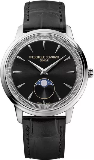 Γυναικείο Ρολόι Frederique Constant με Μαύρο Δερμάτινο Λουράκι