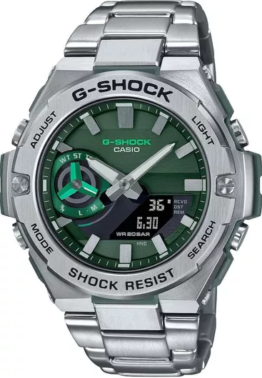 Ανδρικό Ρολόι Casio G-Shock G-Steel Μπαταρίας με Ασημί Μεταλλικό Μπρασελέ