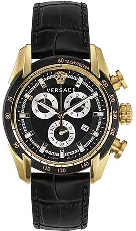 Ανδρικό Ρολόι Versace V-ray Μπαταρίας με Μαύρο Δερμάτινο Λουράκι