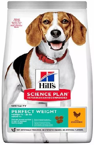 Hill's Science Plan Perfect Weight 2kg Ξηρά Τροφή για Ενήλικους Σκύλους Μεσαίων Φυλών με Κοτόπουλο