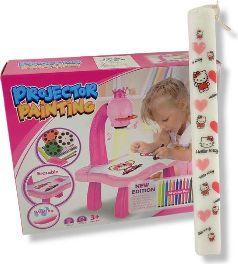 Παιχνίδι Προτζέκτορας Ζωγραφικής με Δώρο Λαμπάδα Hello Kitty 3+ Ετών