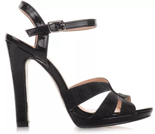 Γυναικεία Πέδιλα Λουστρίνι με Φάσα Μαύρο