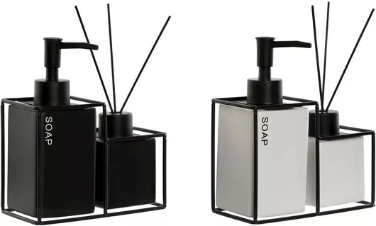 Μπάνιου Home Esprit Μέταλλο Dolomite 14,5 X 8 X 17 Cm Σετ 2τμχ X2 Λευκό Μαύρο