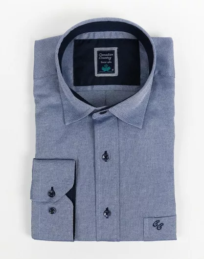 Canadian Country Μακρυμάνικo Πουκάμισο σε Κανονική Γραμμή Μπλε
