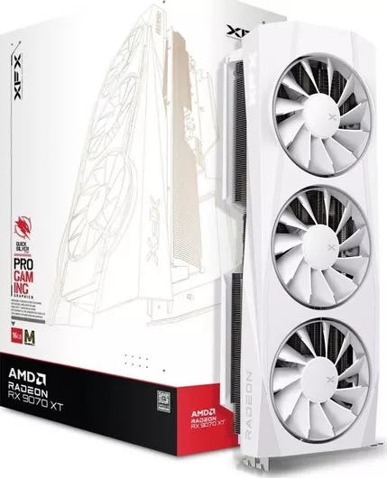 Κάρτα Γραφικών XFX Radeon RX 9070 XT 16GB GDDR6 Quicksilver White Magnetic Air Edition