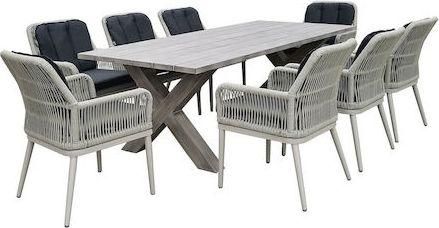 Τραπέζι Εξωτερικού Χώρου Woodwell Alley Αλουμινίου 220x94x72cm Γκρι