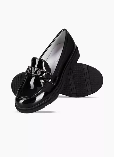 IQ Shoes Παιδικά Μοκασίνια από Λουστρίνι Μαύρο