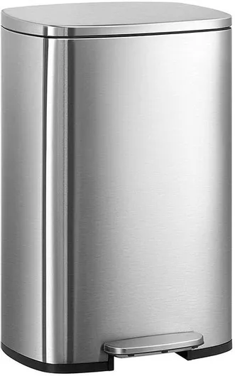Κάδος Απορριμμάτων από Ανοξείδωτο Ατσάλι με Πεντάλ Ασημί 50lt