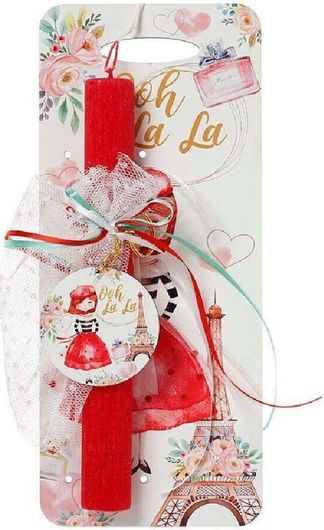 Πασχαλινή Λαμπάδα με Καδράκι Παριζιάνα Πλακέ