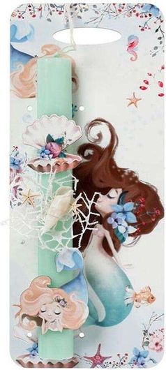 Πασχαλινή Λαμπάδα Ζήβας με Καδράκι Γοργόνα Στρογγυλό