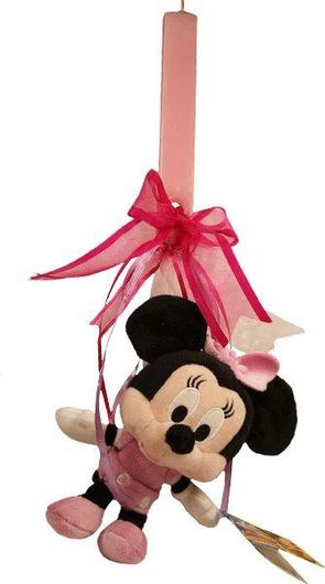 Πασχαλινή Λαμπάδα με Κρεμαστό Minnie Mouse Λούτρινο Ροζ
