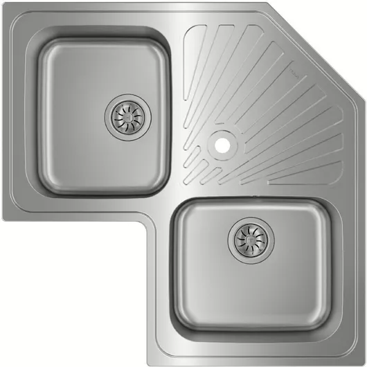 Νεροχύτης Teka Angular 2C 1E Ένθετος Γωνιακός Inox Σατινέ Μ83xΠ50cm Ασημί