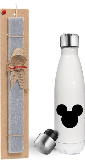 Πασχαλινή Λαμπάδα Koupakoupa Mouse man με Παγούρι Θερμός 500ml Αρωματική Πλακέ 30cm Γκρι