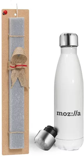 Πασχαλινή Λαμπάδα Koupakoupa με Παγούρι Θερμός 500ml Αρωματική Πλακέ 30cm Γκρι