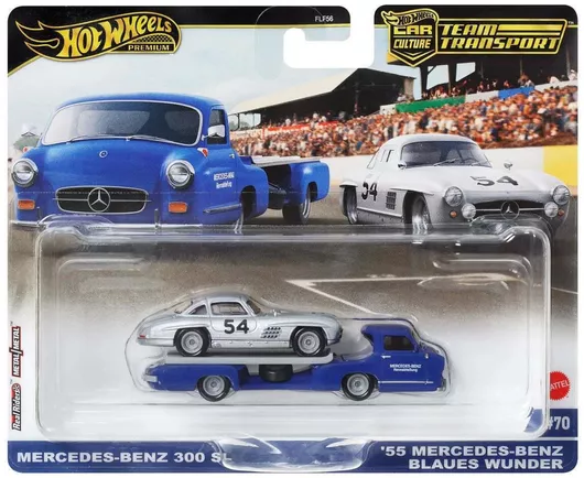 Φορτηγό Hot Wheels 1:64 Mercedes-Benz 300 SL & '55 Mercedes-Benz Blaues Wunder για 3+ Ετών