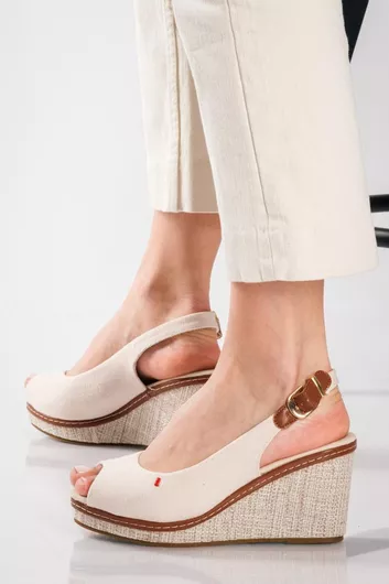 Πλατφόρμες Εσπαντρίγιες Openback Ρυθμιζόμενο Λουράκι Μπεζ