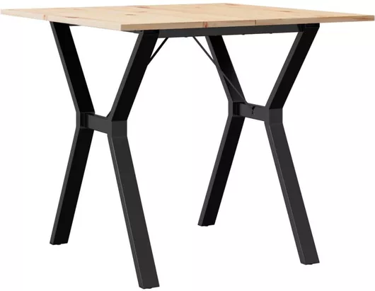 Τραπέζι από Μασίφ Ξύλο & Μέταλλο 80x80x75cm Καφέ